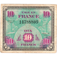 France, 10 Francs, Flag/France, SÉRIE 1944, VF(20-25)