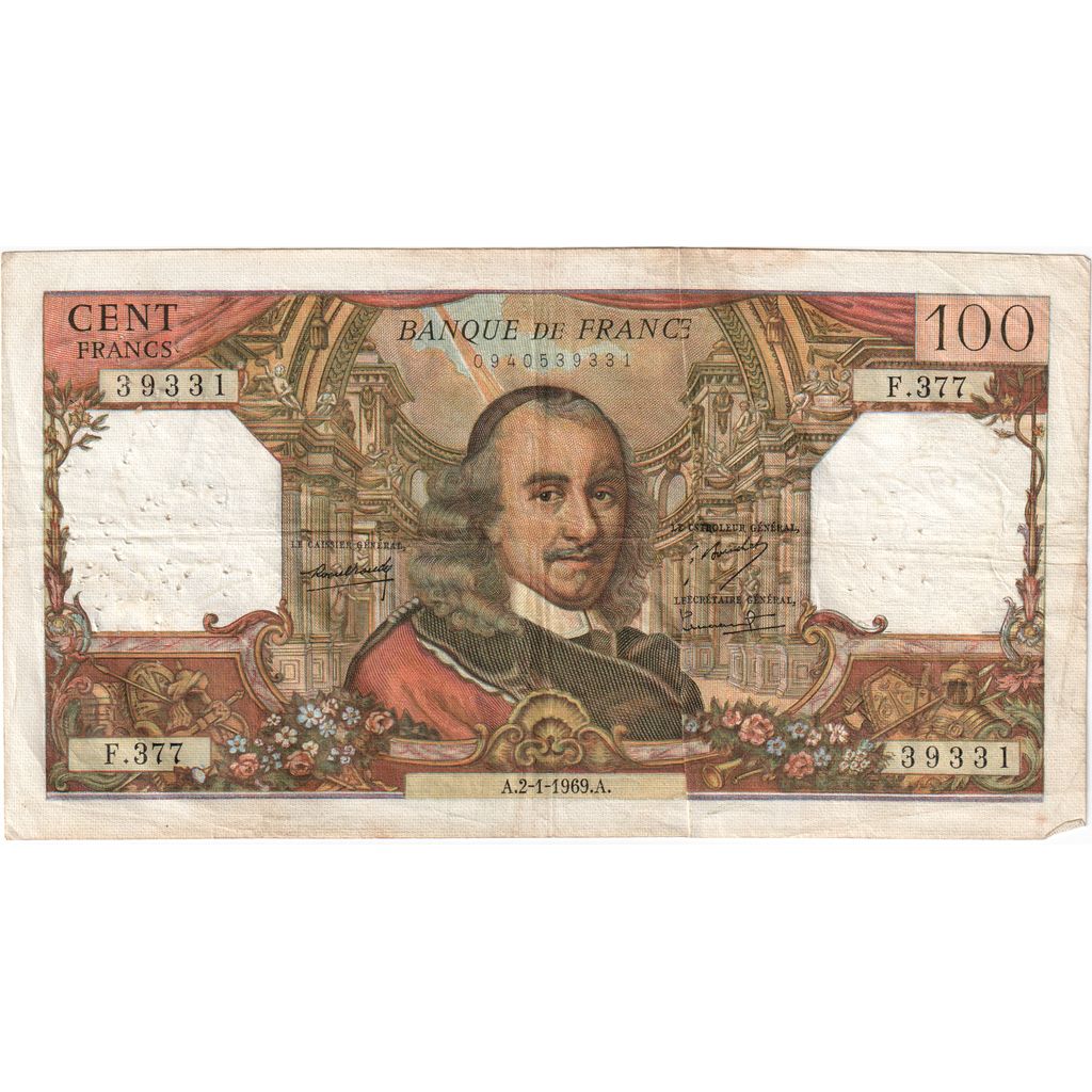 Francia, 100 Francs, Corneille, 1969-01-02, F.377, MB