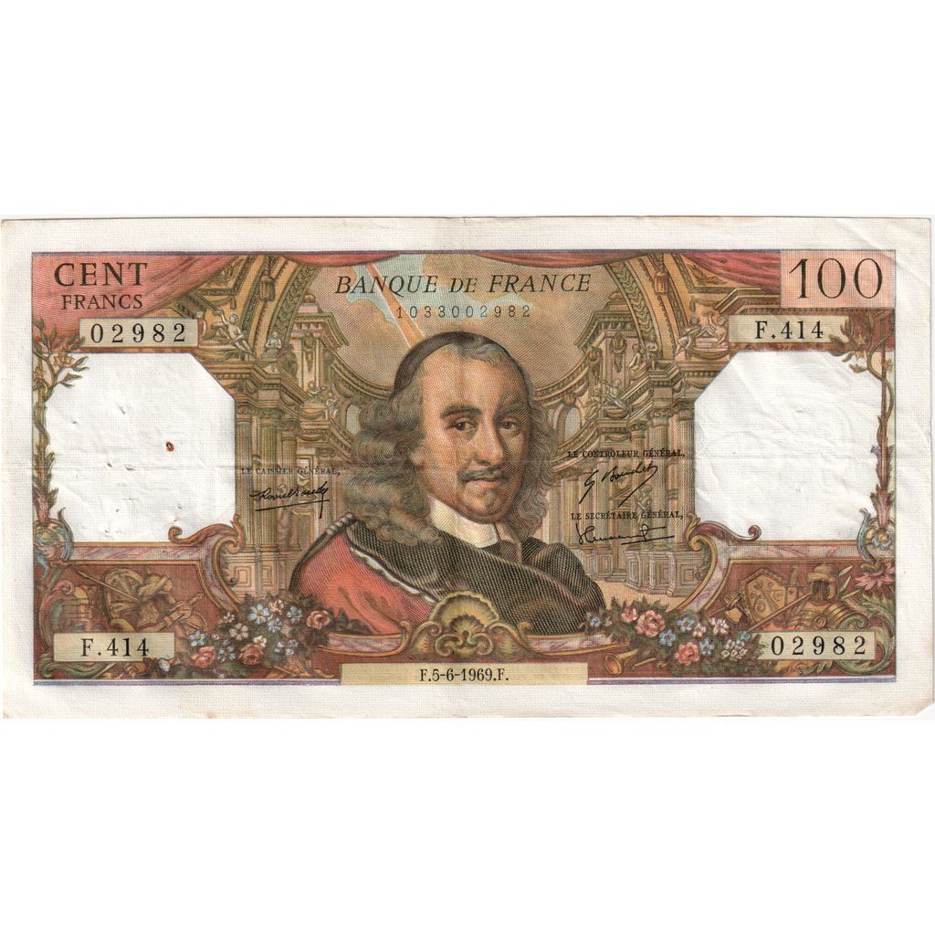 Banknot, Francja, 100 Francs, Corneille, 1969, 1969-06-05, VF(30-35)