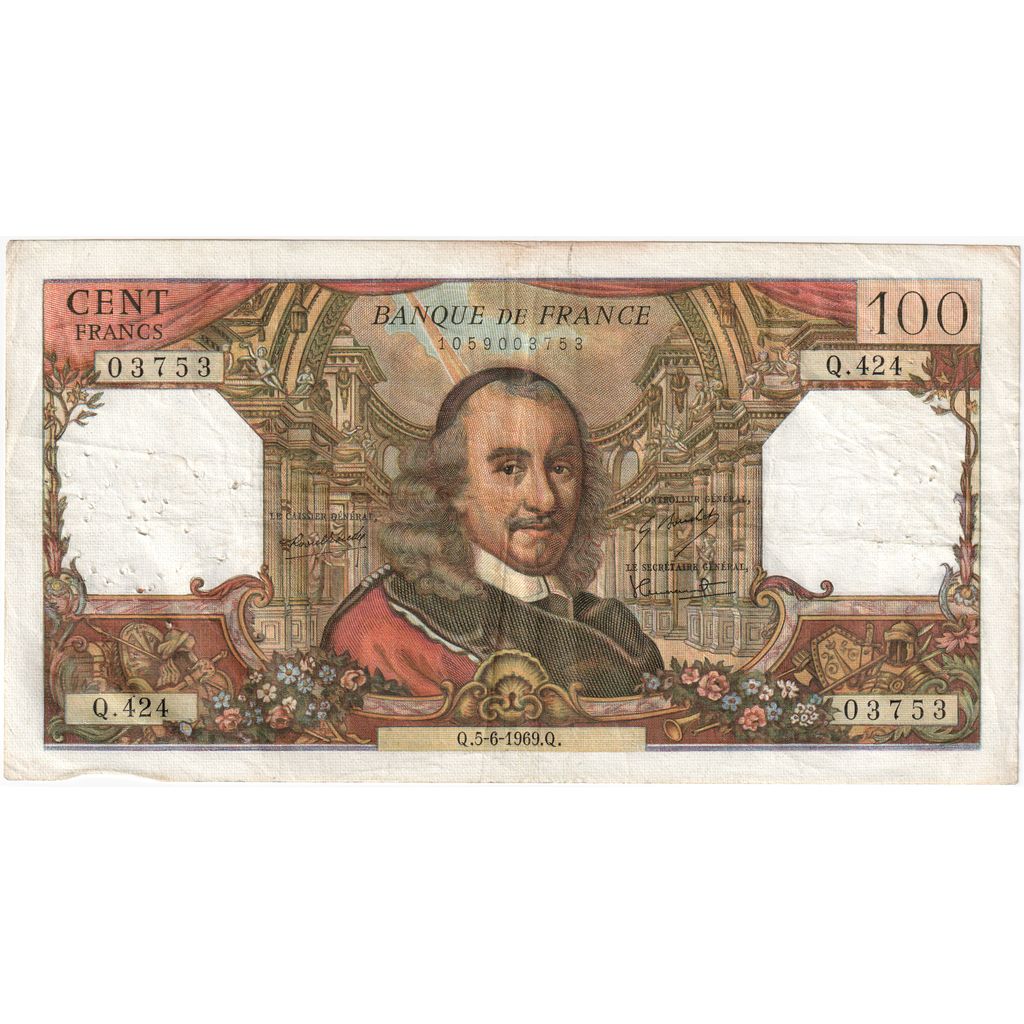 França, 100 Francs, Corneille, 1969-06-05, Q.424, VF(30-35)