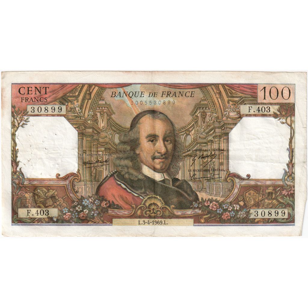 Francia, 100 Francs, Corneille, 1969-04-03, F.403, MB+