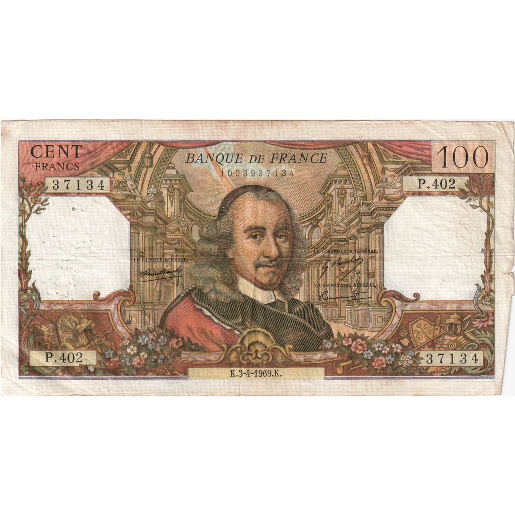 Francia, 100 Francs, Corneille, 1969-04-03, P.402, MB