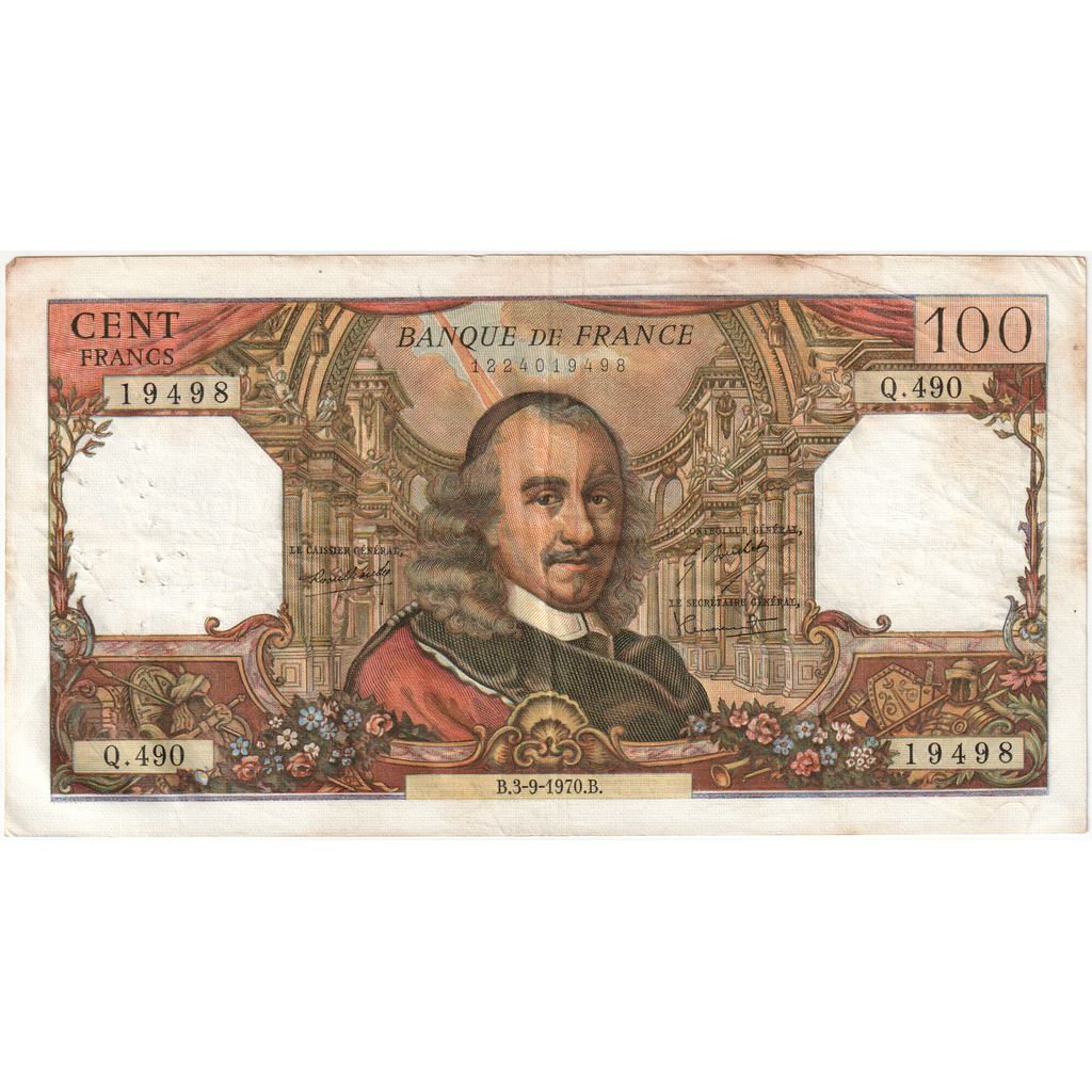 France, 100 Francs, Corneille, 1970-09-03, Q.490, EF(40-45)