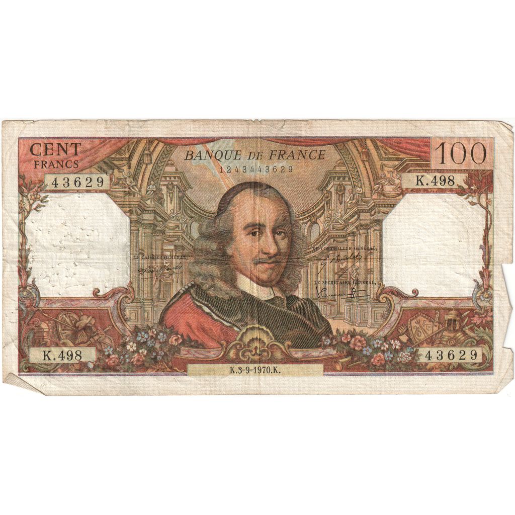 France, 100 Francs, Corneille, 1970-09-03, K.498, TB