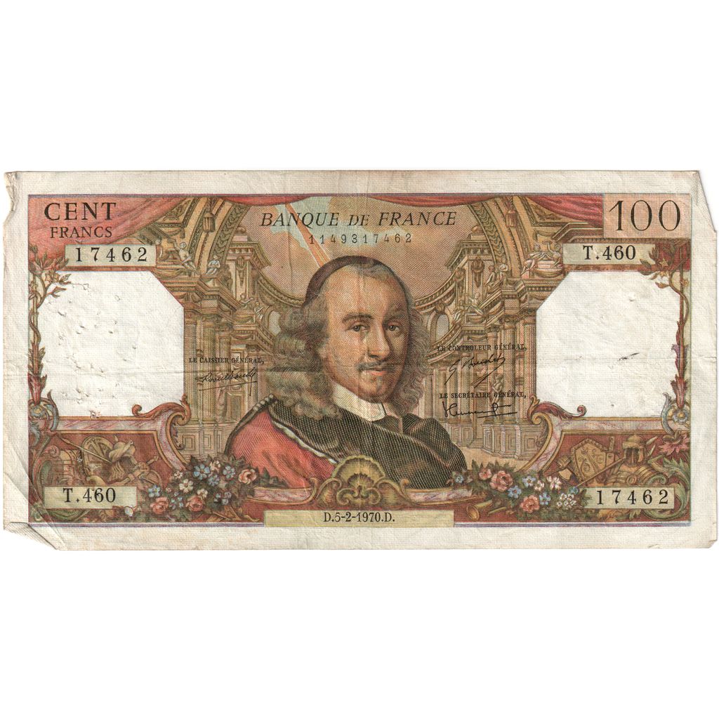Francia, 100 Francs, Corneille, 1970-02-05, T.460, MB+