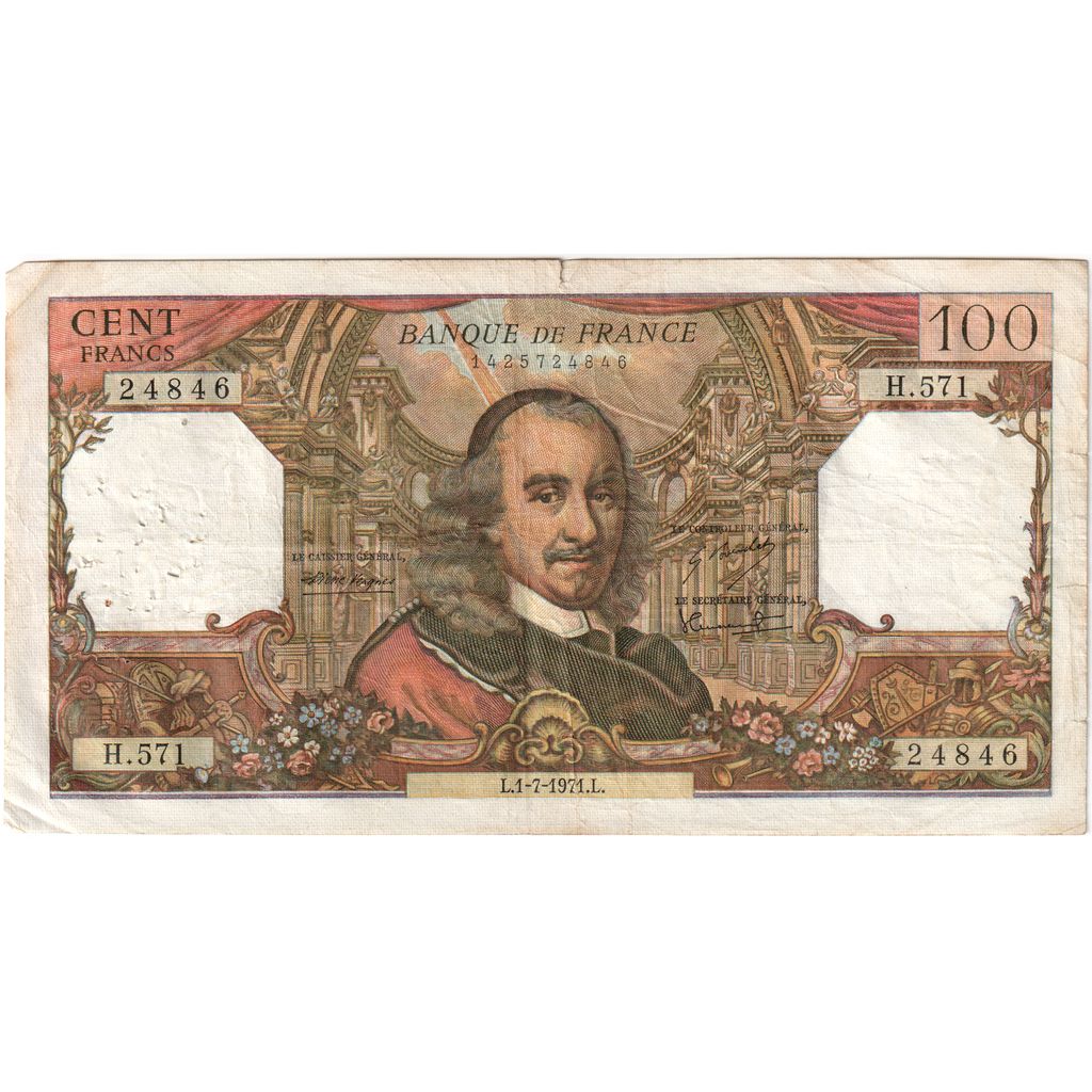 France, 100 Francs, Corneille, 1971-07-01, H.571, VF(20-25)