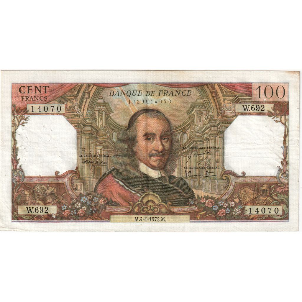 France, 100 Francs, Corneille, 1973-01-04, W.692, EF(40-45)