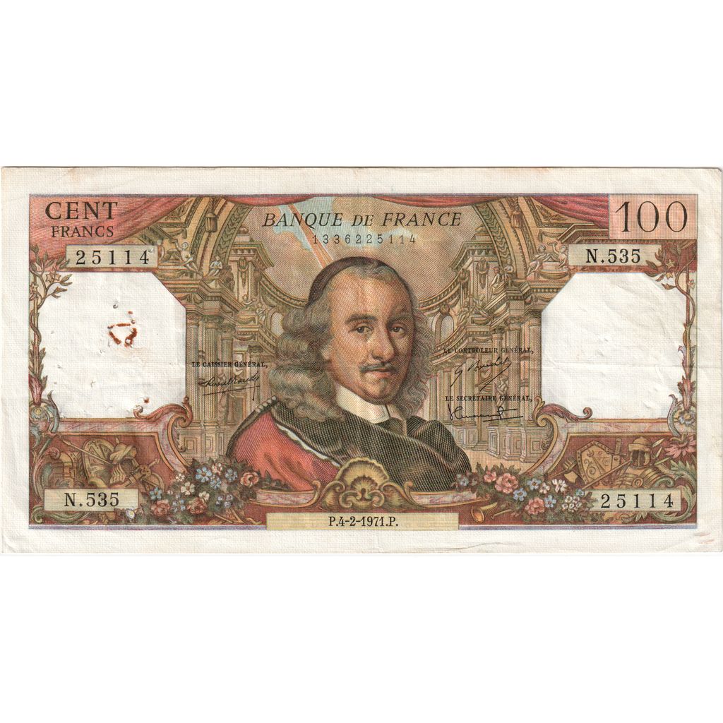 Frankrijk, 100 Francs, Corneille, 1971-02-04, N.535, TTB