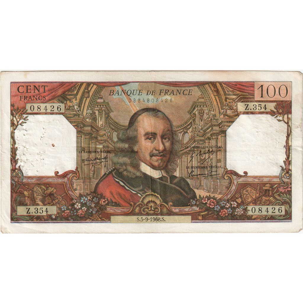 Francia, 100 Francs, Corneille, 1968-09-05, Z.354, BC