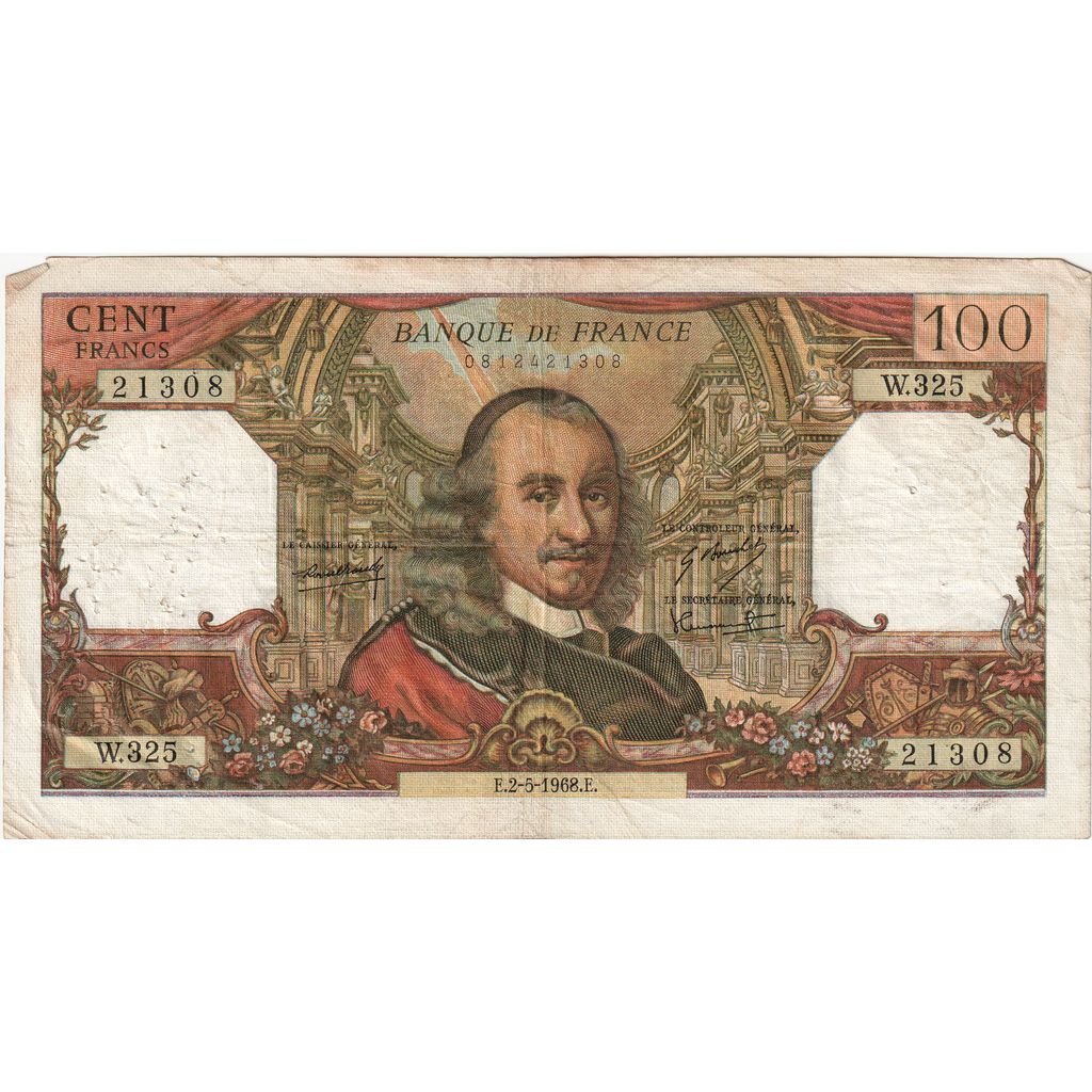 Francia, 100 Francs, Corneille, 1968-05-02, W.325, BC+