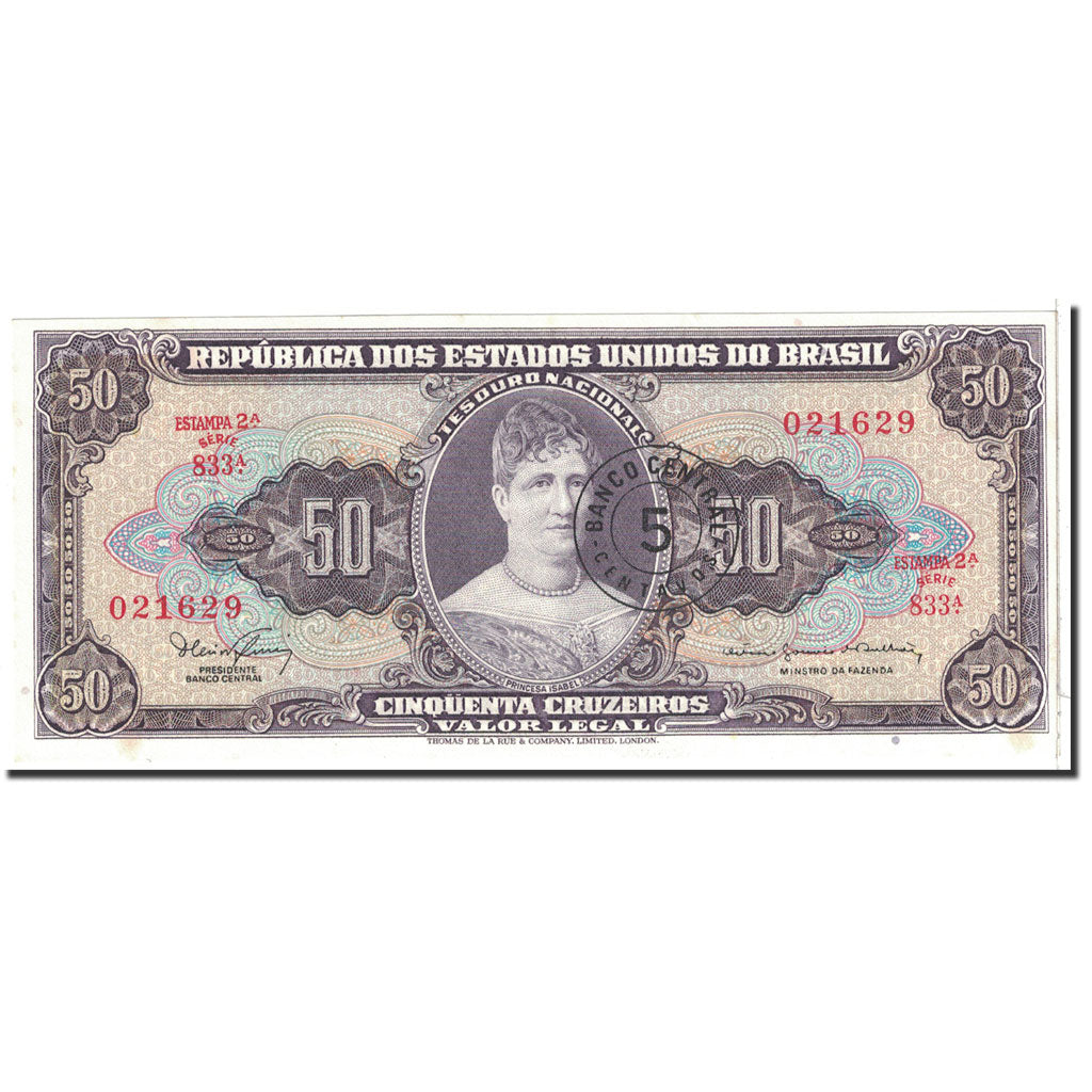 Geldschein, Brasilien, 5 Centavos on 50 Cruzeiros, 1966, Undated, KM:184a, UNZ