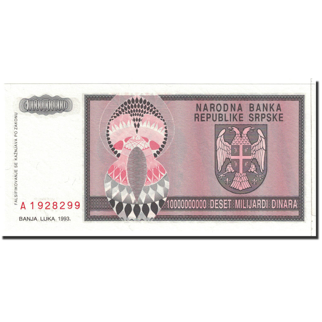 Banknote, Bosnia - Herzegovina, 10 Milliard Dinara, 1993, Undated, KM:148a