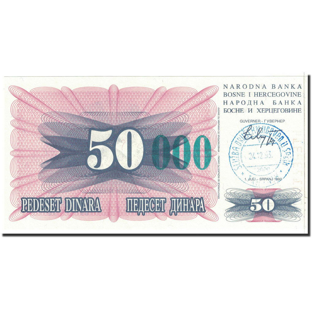 Banknote, Bosnia - Herzegovina, 50,000 Dinara, 1993, Undated, KM:55c, UNC(65-70)