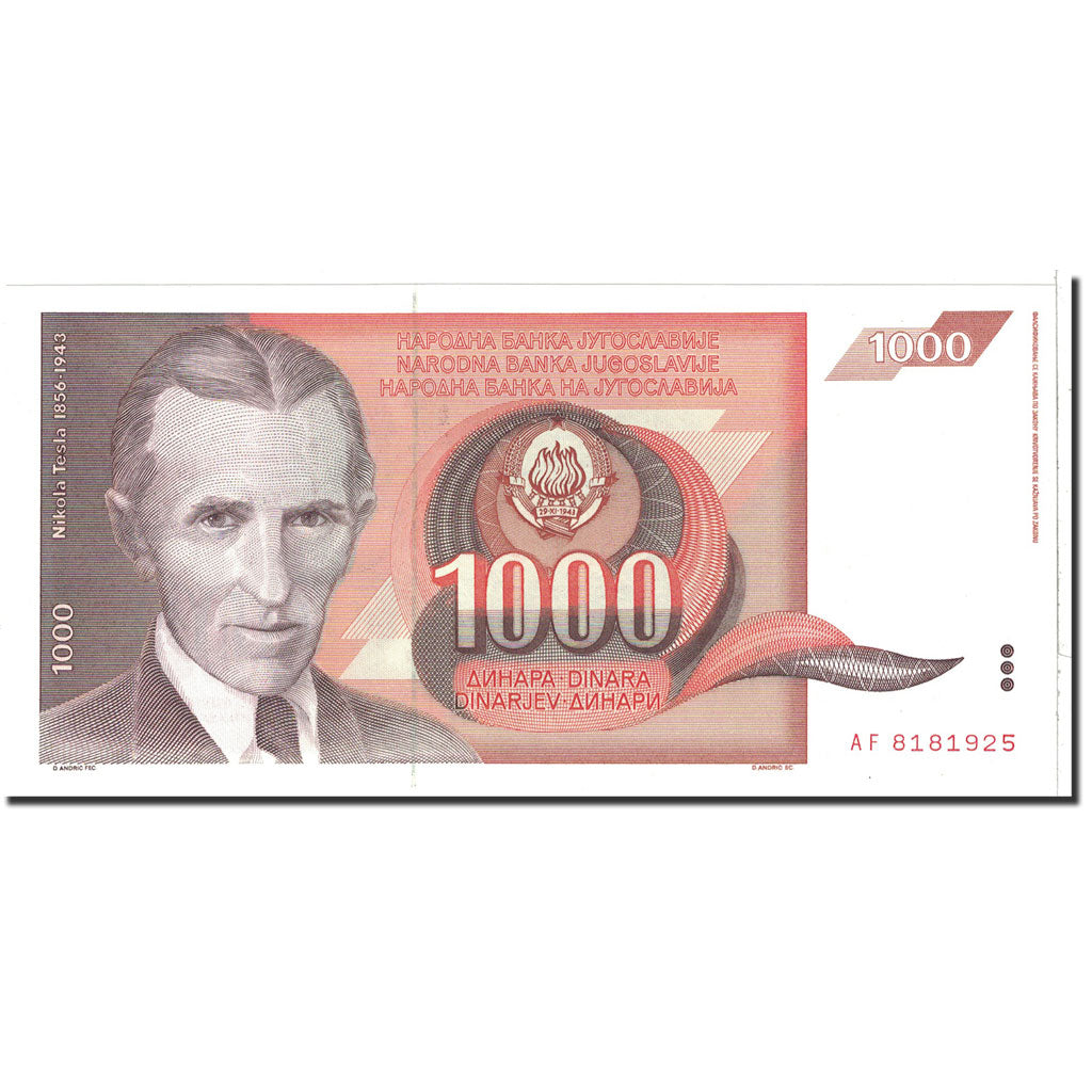 Banknote, Yugoslavia, 1000 Dinara, 1990, 1990-11-26, KM:107, UNC(65-70)