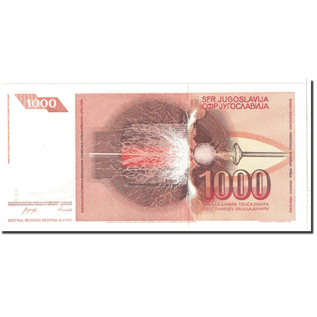 Banknote, Yugoslavia, 1000 Dinara, 1990, 1990-11-26, KM:107, UNC(65-70)