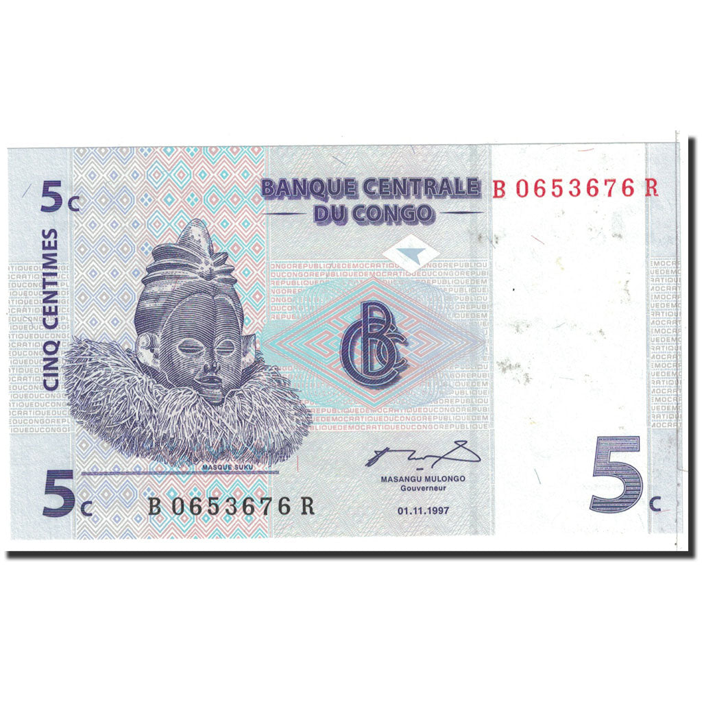 Banknote, Congo Democratic Republic, 5 Centimes, 1997, 1997-11-01, KM:81a