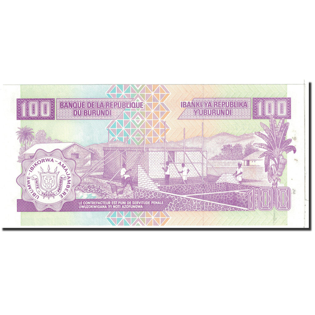 Banknote, Burundi, 100 Francs, 2007, 2007-10-01, KM:37f, UNC(64)