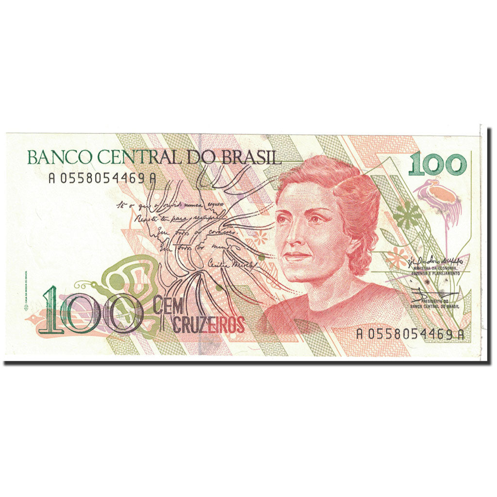 Banknote, Brazil, 100 Cruzeiros, 1990, Undated, KM:228, AU(55-58)