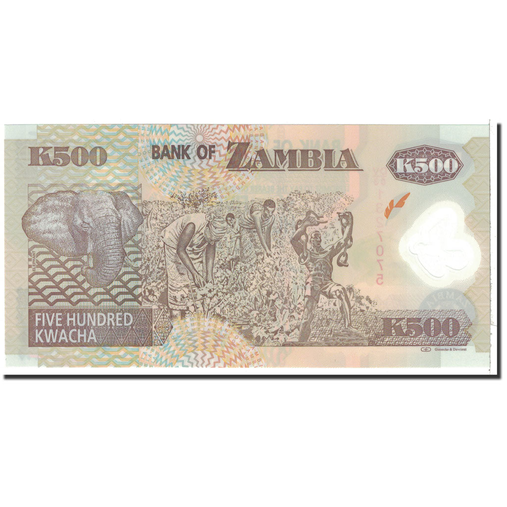 Banknote, Zambia, 500 Kwacha, 2011, Undated, KM:43h, UNC(65-70)