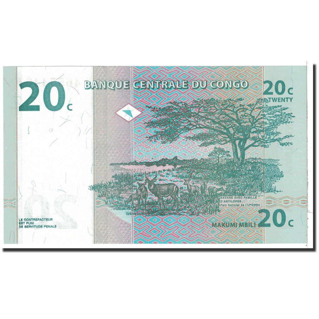 Banknote, Congo Democratic Republic, 20 Centimes, 1997, 1997-11-01, KM:83a