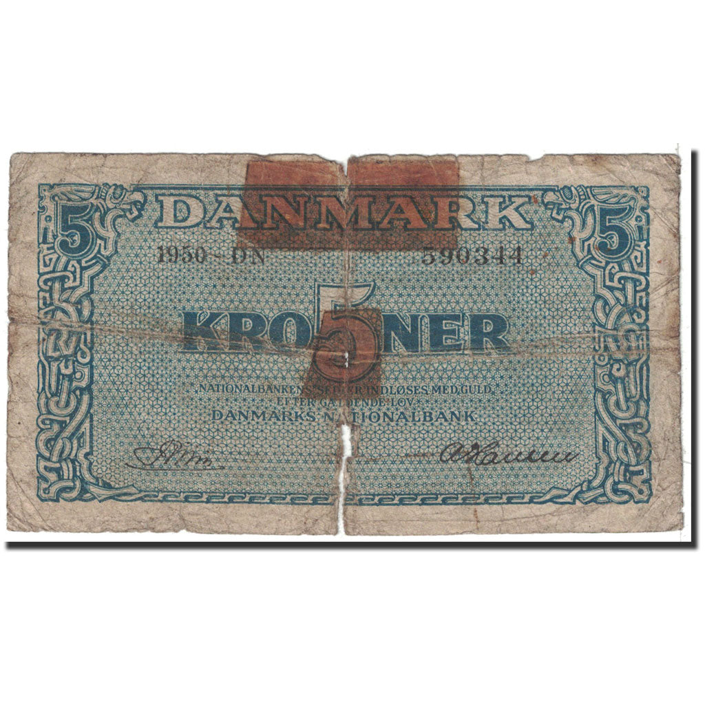 Banknote, Denmark, 5 Kroner, 1950, Undated, KM:35g, VG(8-10)