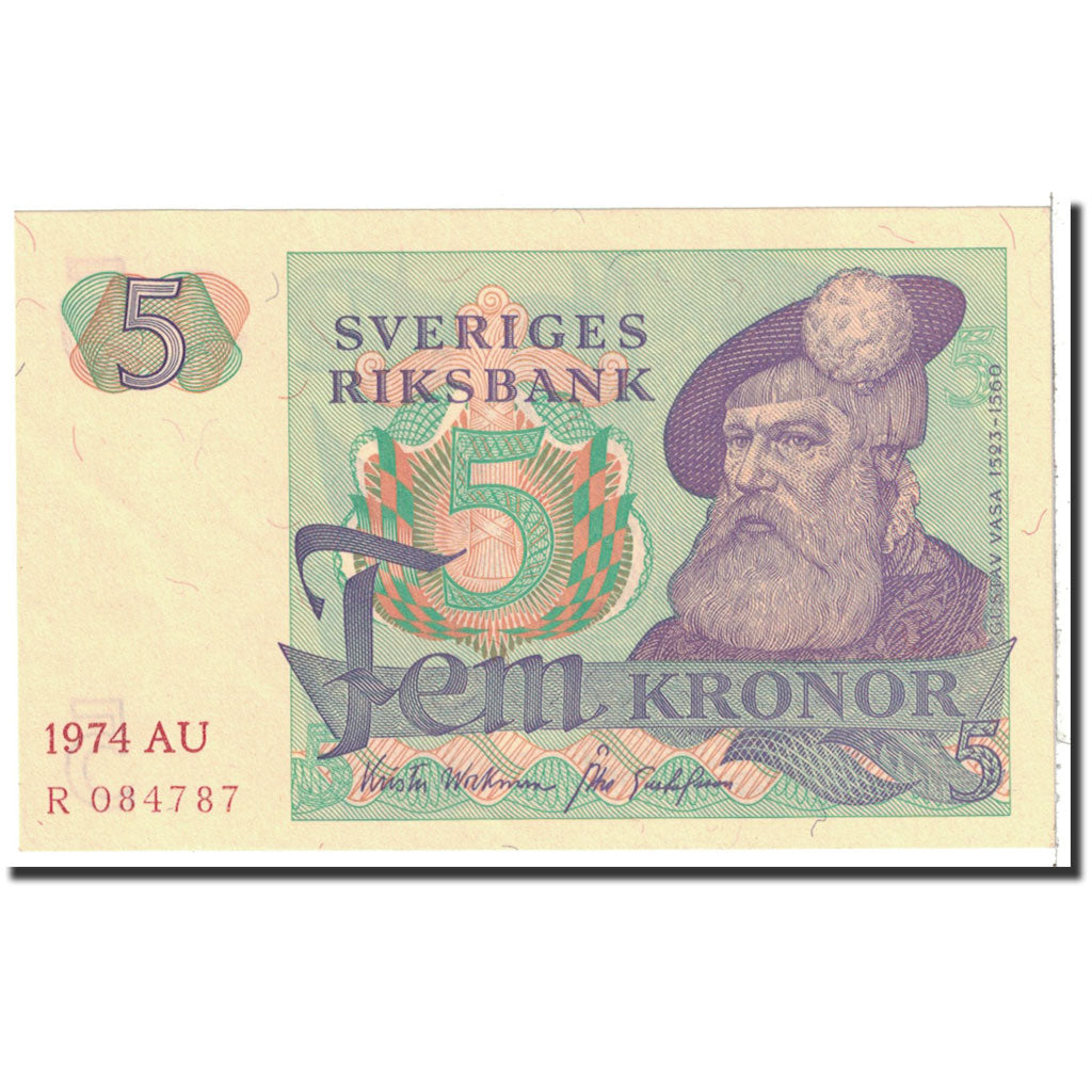 Banknote, Sweden, 5 Kronor, 1974, Undated, KM:51r3, UNC(65-70)