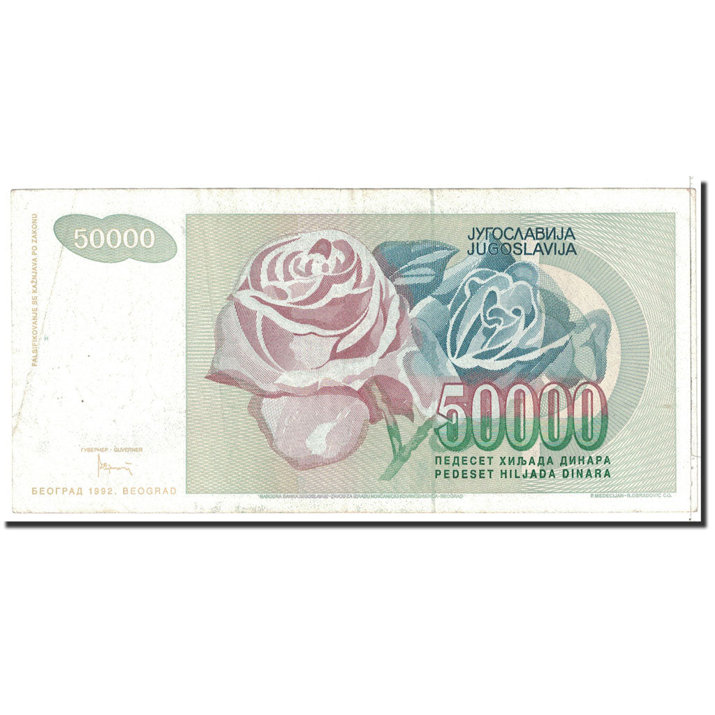 Banconote, Iugoslavia, 50,000 Dinara, 1992, KM:117, Undated, BB+