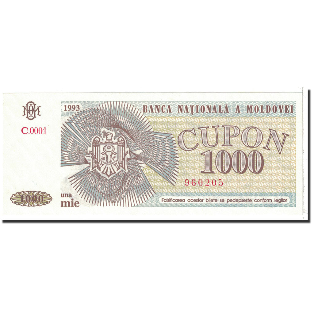 Billet, Moldova, 1000 Cupon, 1993, Undated, KM:3, NEUF