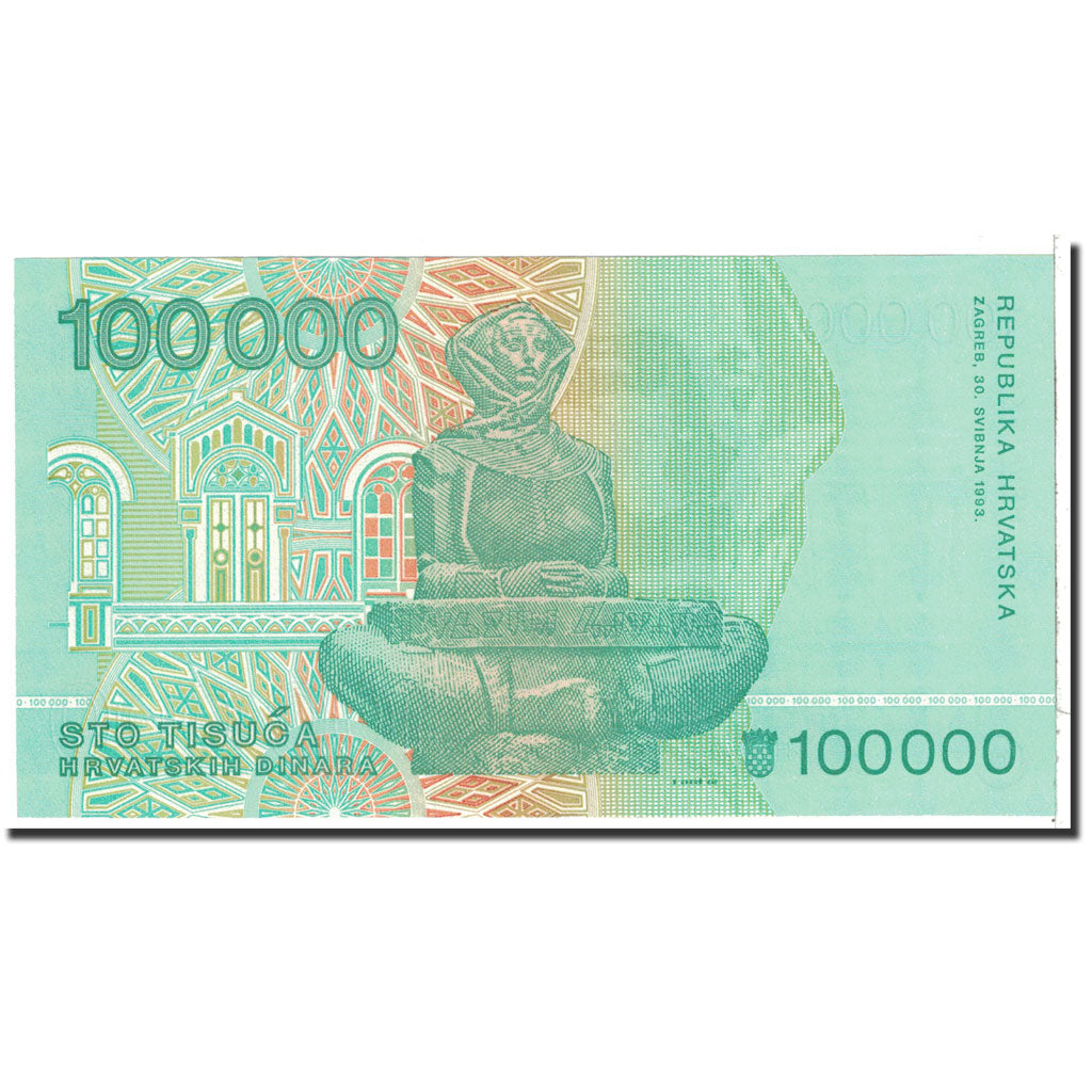 Banknote, Croatia, 100,000 Dinara, 1993, 1993-05-30, KM:27A, UNC(65-70)
