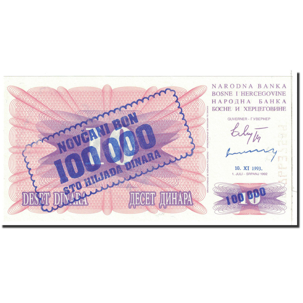 Banknote, Bosnia - Herzegovina, 100,000 Dinara, 1993, 1993-11-10, KM:34b
