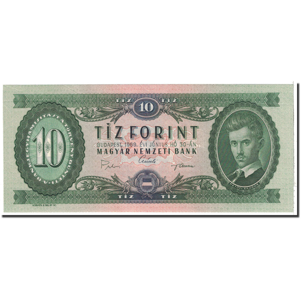 Banknote, Hungary, 10 Forint, 1969, 1969-06-30, KM:168d, UNC(65-70)