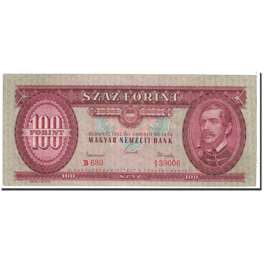 Banknote, Hungary, 100 Forint, 1962, 1962-10-12, KM:171c, AU(55-58)