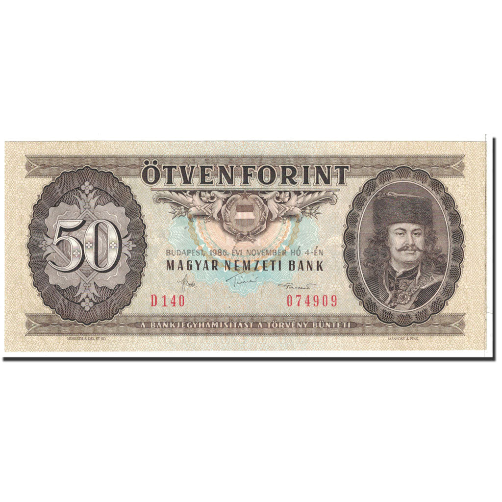 Banknote, Hungary, 50 Forint, 1986, 1986-11-04, KM:170g, UNC(65-70)