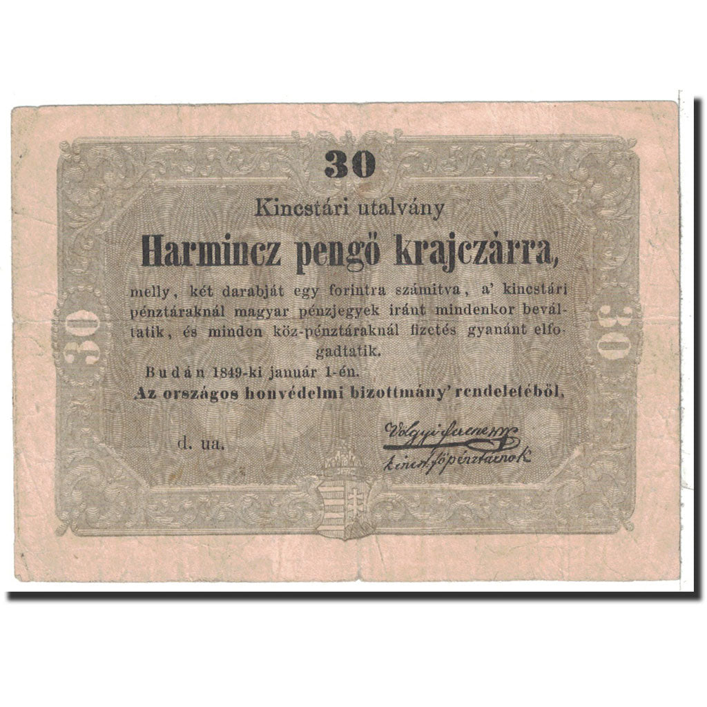 Banknote, Hungary, 30 Pengö Krajczar, 1849, 1849-01-01, KM:S122, VF(30-35)