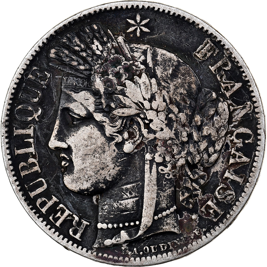 Francja, 5 Francs, Cérès, 1850, Bordeaux, Srebro, VF(20-25), KM:761.3