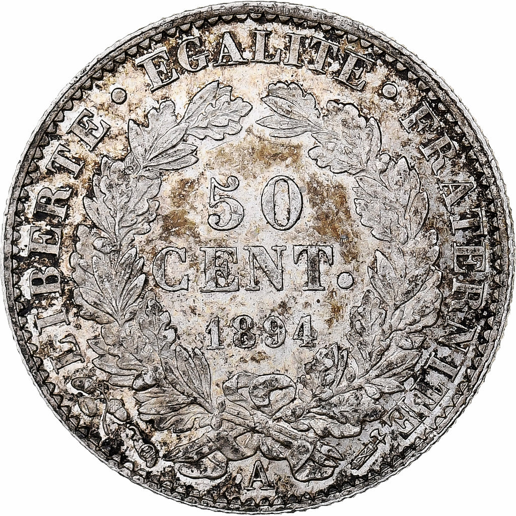 Frankrijk, 50 Centimes, Cérès, 1894, Paris, Zilver, PR, KM:834.1