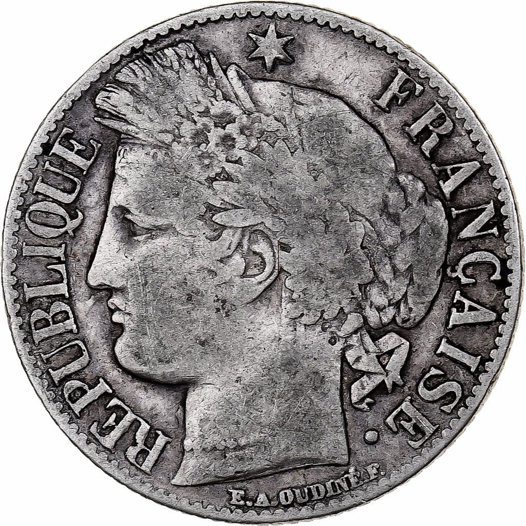 France, Franc, Cérès, 1871, Bordeaux, Silver, VF(20-25), KM:822.2