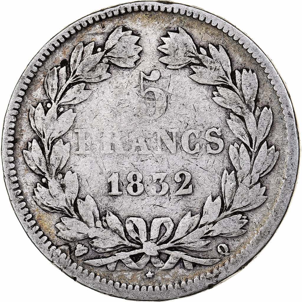 France, 5 Francs, Louis-Philippe, 1832, Perpignan, Silver, VG(8-10), KM:749.11