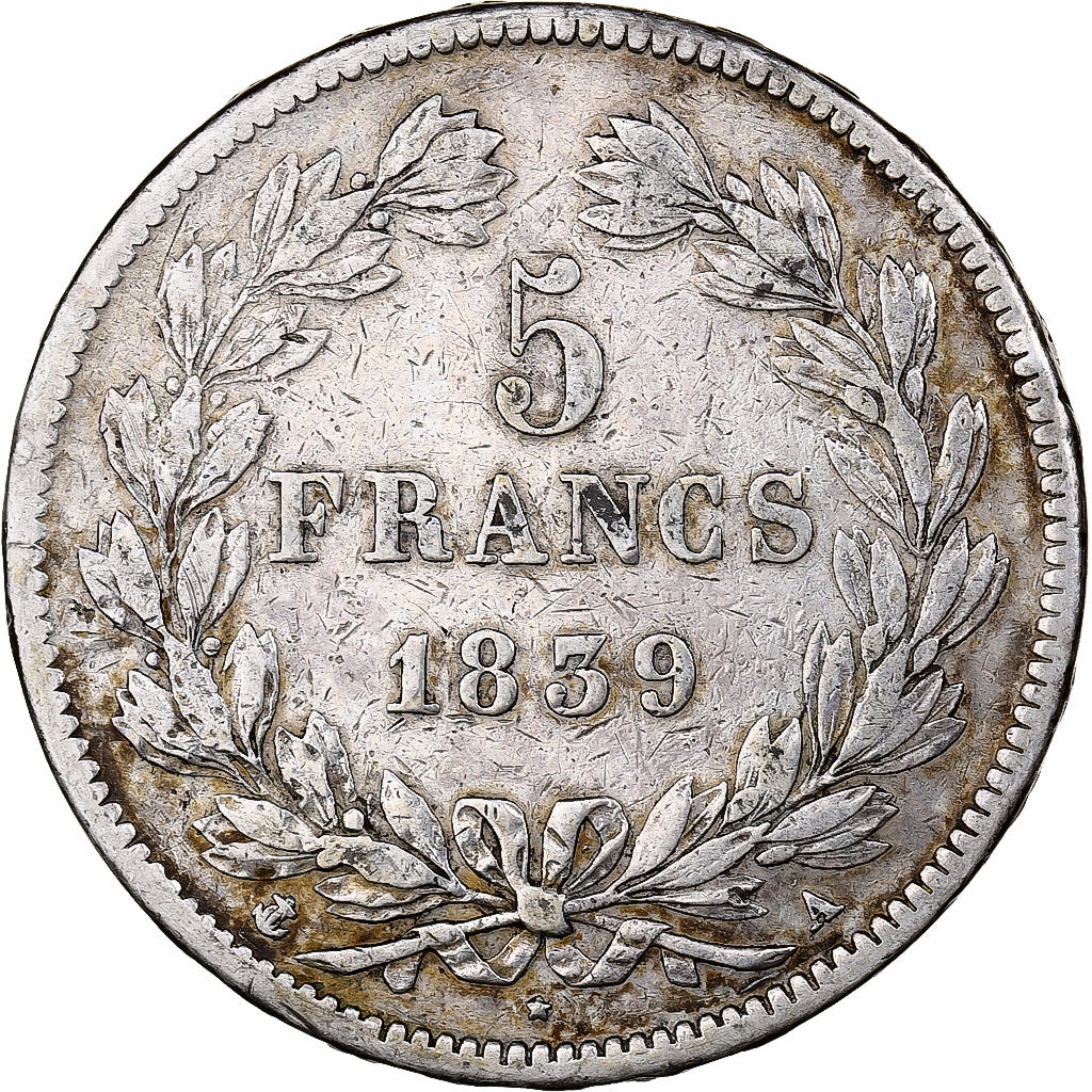 Frankrijk, 5 Francs, Louis-Philippe, 1839, Paris, Zilver, ZF+, Le Franc:F.324