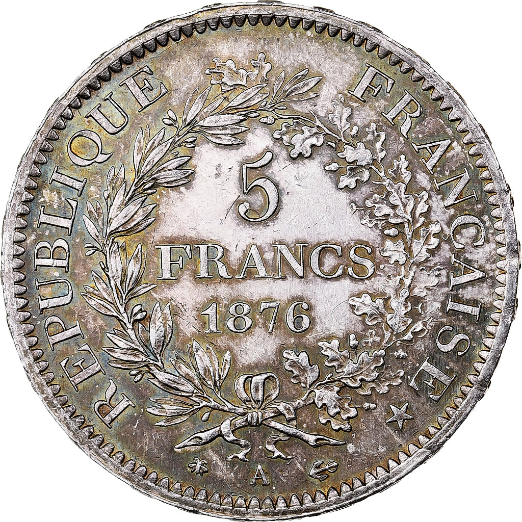 France, 5 Francs, Hercule, 1876, Paris, Silver, MS(63), KM:820.1