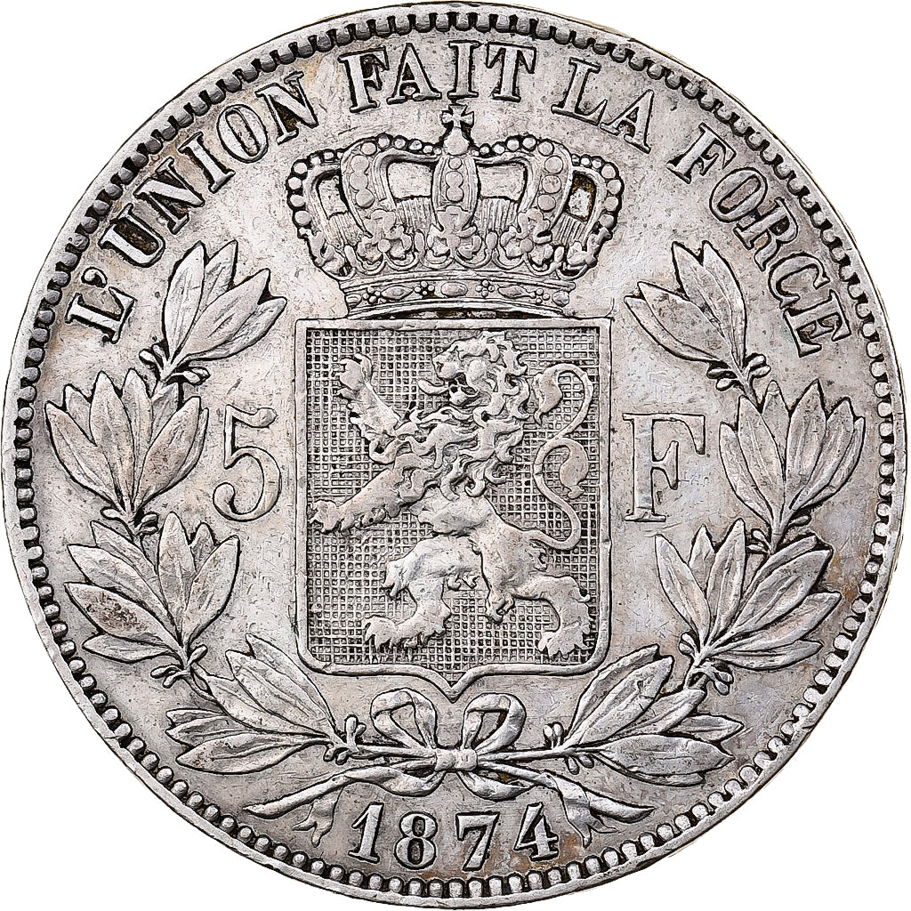Belgium, Leopold II, 5 Francs, 5 Frank, 1874, Silver, EF(40-45), KM:24