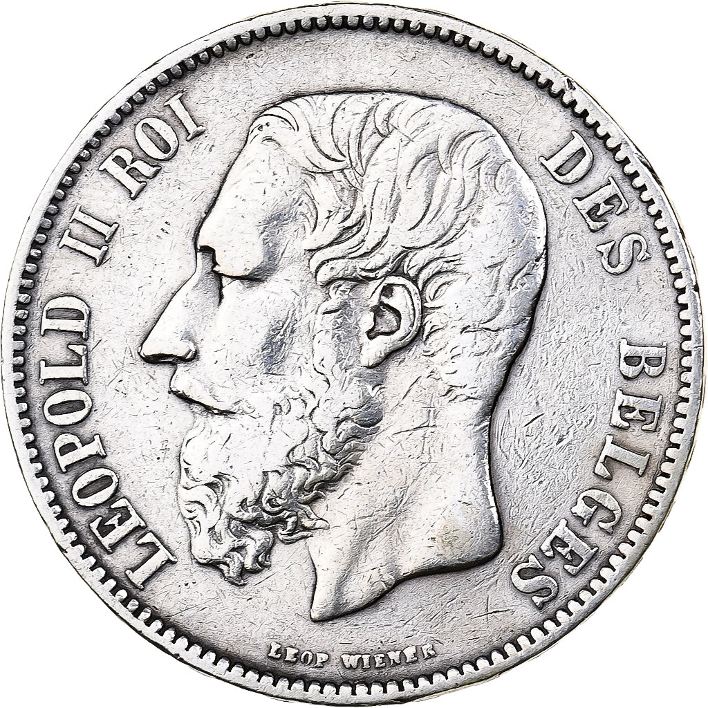 Belgium, Leopold II, 5 Francs, 5 Frank, 1876, Silver, VF(30-35), KM:24