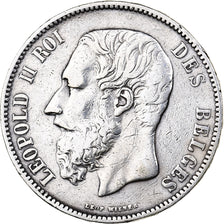 Belgium, Leopold II, 5 Francs, 5 Frank, 1876, Silver, VF(30-35), KM:24