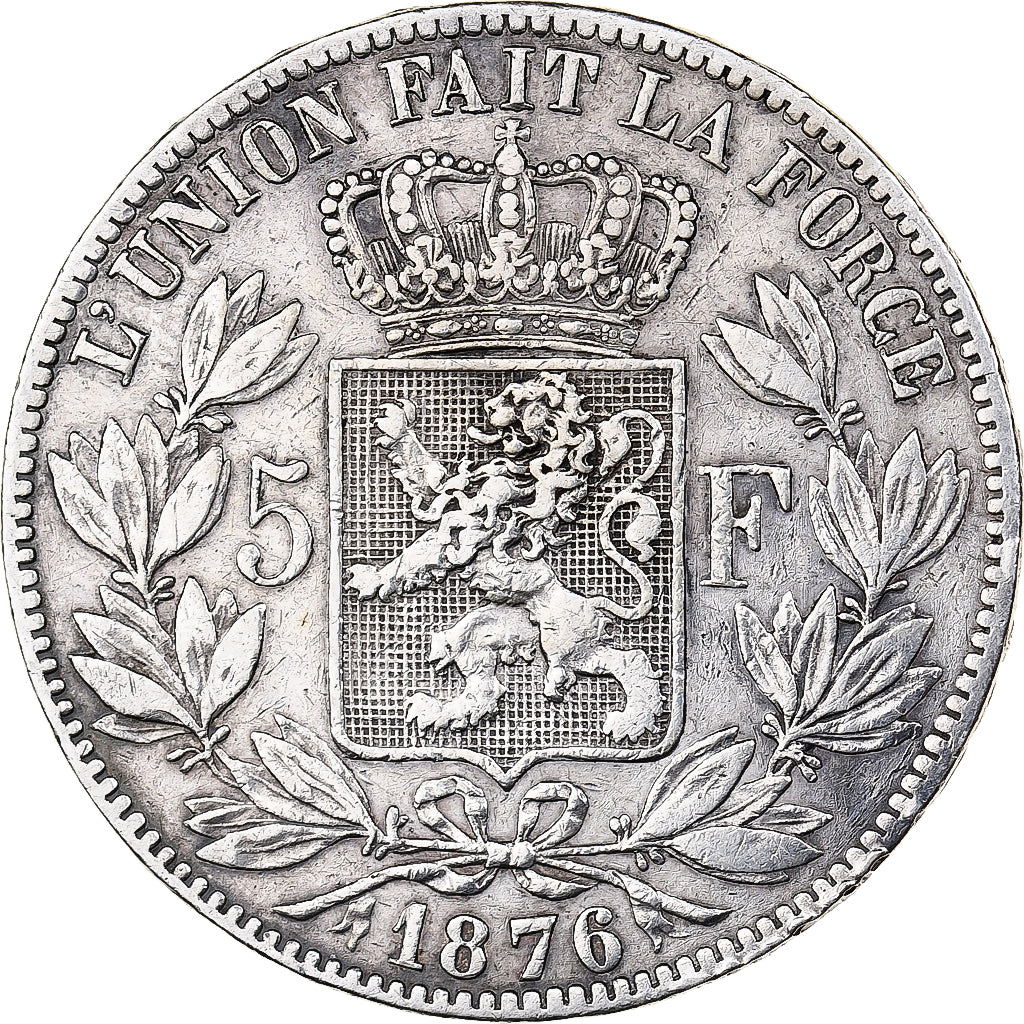 Belgium, Leopold II, 5 Francs, 5 Frank, 1876, Silver, VF(30-35), KM:24