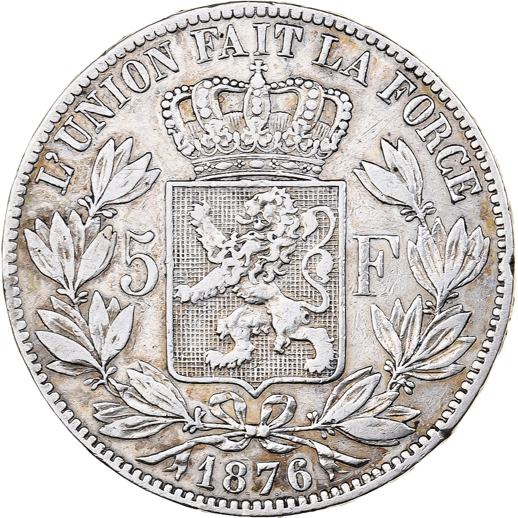 Belgium, Leopold II, 5 Francs, 5 Frank, 1876, Silver, VF(30-35), KM:24