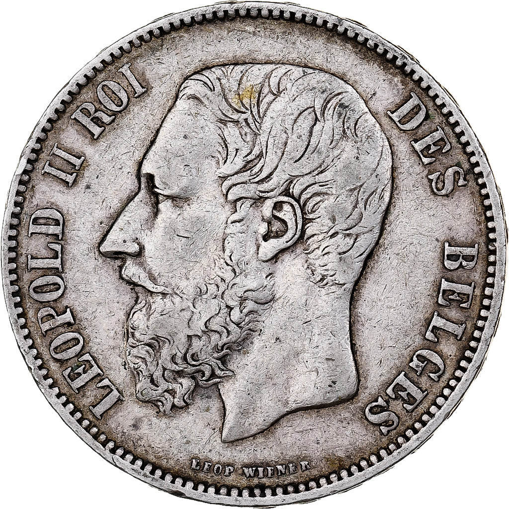 Bélgica, Leopold II, 5 Francs, 5 Frank, 1876, Prata, EF(40-45), KM:24