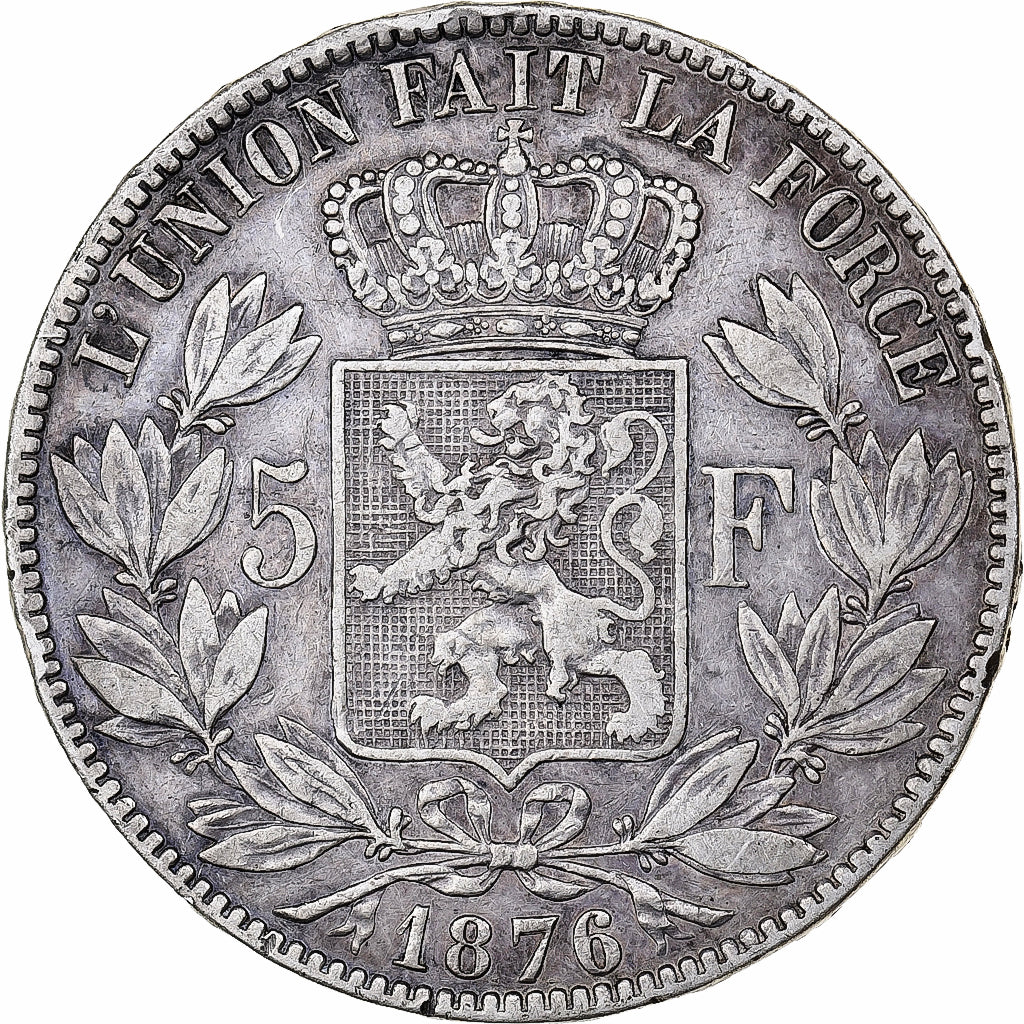Belgium, Leopold II, 5 Francs, 5 Frank, 1876, Silver, EF(40-45), KM:24