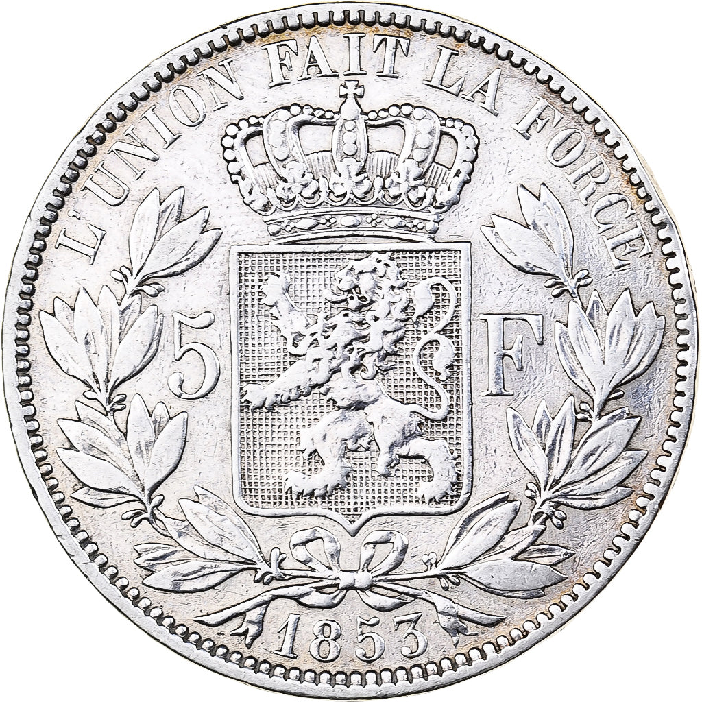 Belgium, Leopold I, 5 Francs, 5 Frank, 1853, Silver, VF(30-35), KM:17