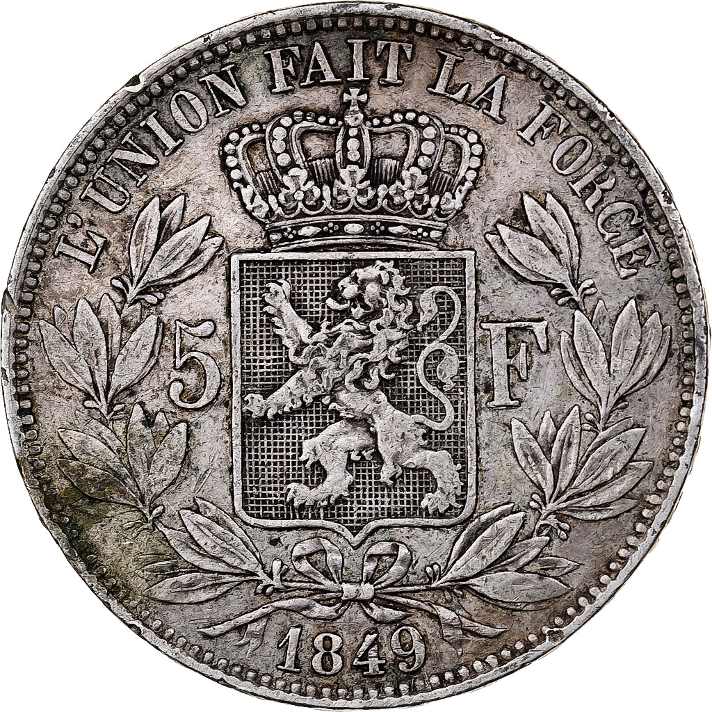 Belgium, Leopold I, 5 Francs, 5 Frank, 1849, Silver, VF(30-35), KM:17