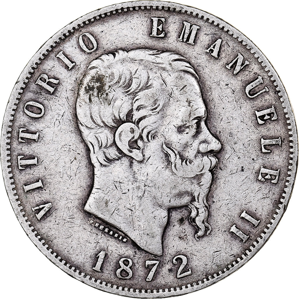 Italie, Vittorio Emanuele II, 5 Lire, 1872, Milan, Argent, TB+, KM:8.3